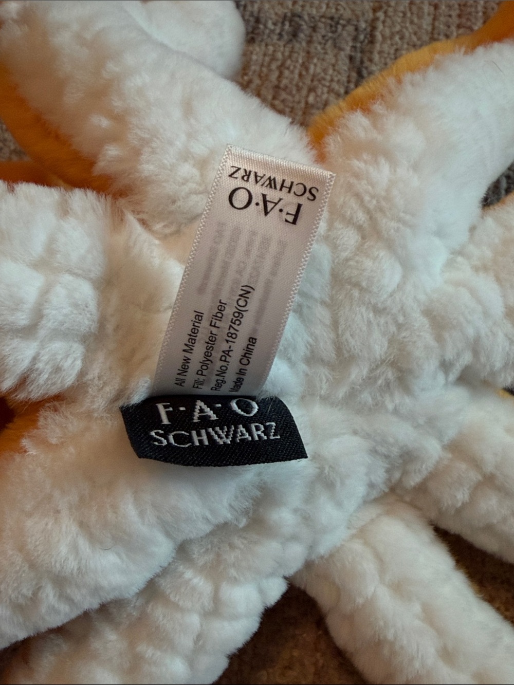 FAO Schwarz Orange & Cream Plush Octopus Adopt a Pet - Picture 5 of 9